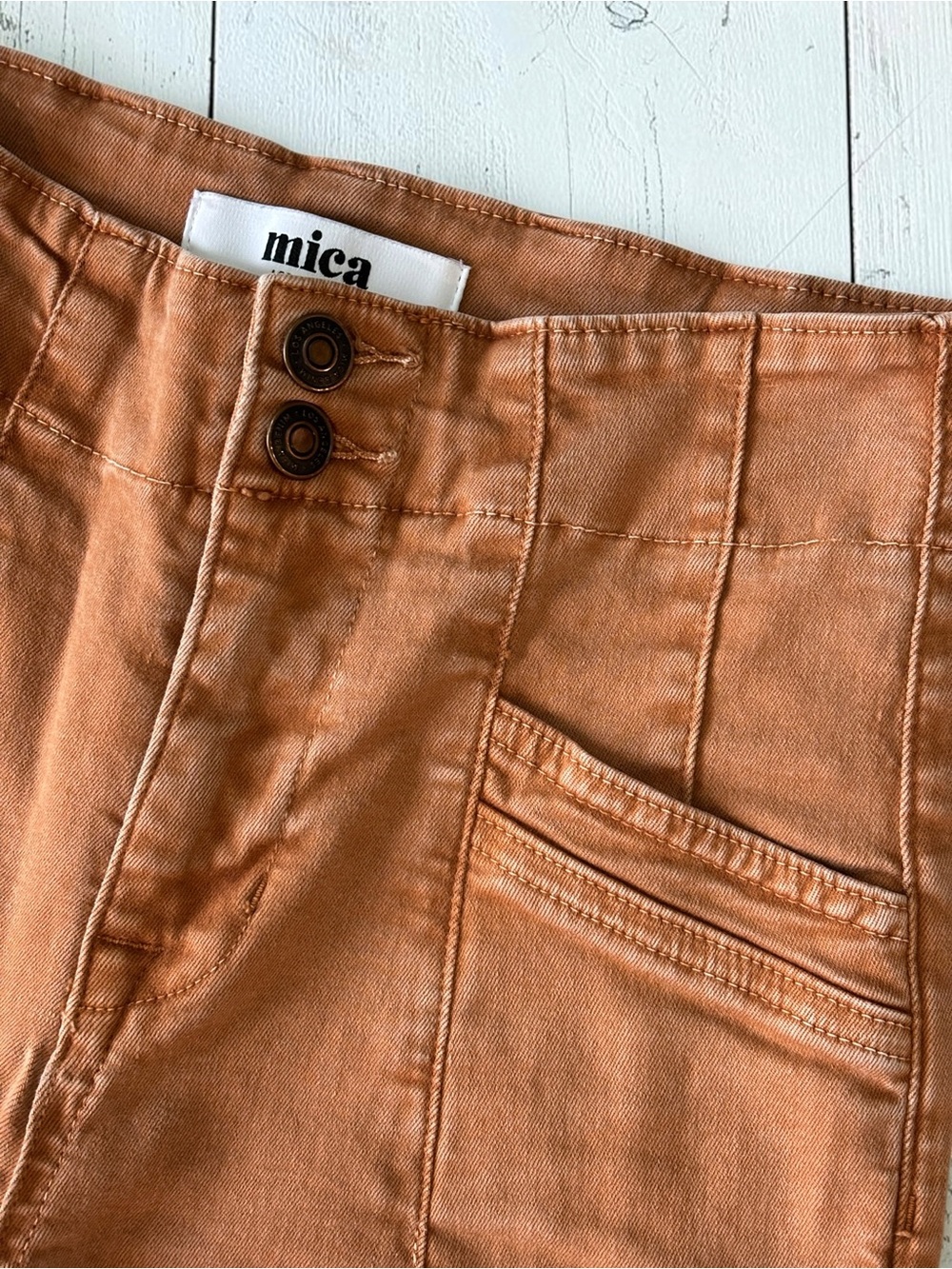 Mica Denim Rust Brown High Rise Wide Leg Jeans Women’s Size 25 Stretch - Picture 6 of 12